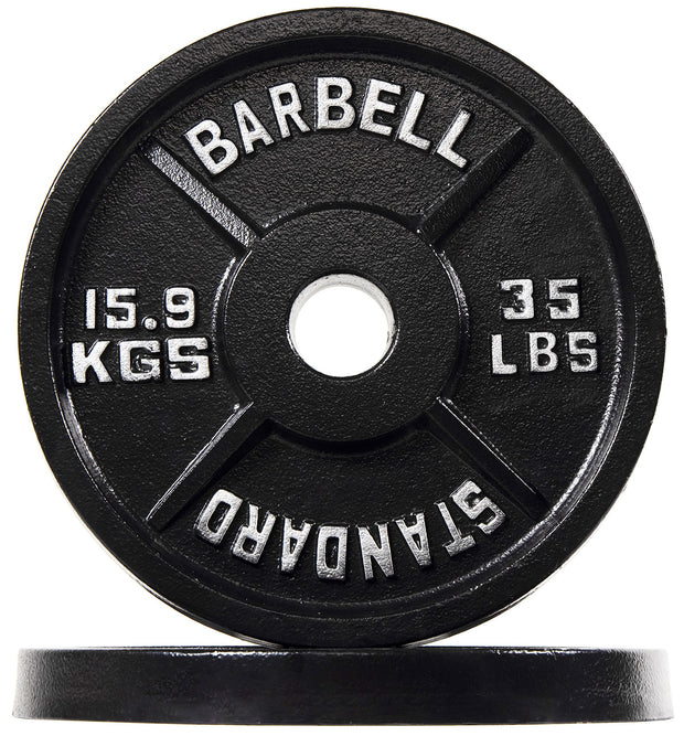 Olympic Cast Iron Plate for Strength Training and Weightlifting, Pairs, Sets or Set with Barbell, Multiple Sizes