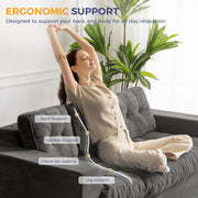 MAXYOYO 3 Seater Couch for Living Room, Boneless Couch with Tufted Cushion & Backrest, Upholstered Floor Sofa with Armrests, Sofa in A Box, No Assembly Required, Dark Grey