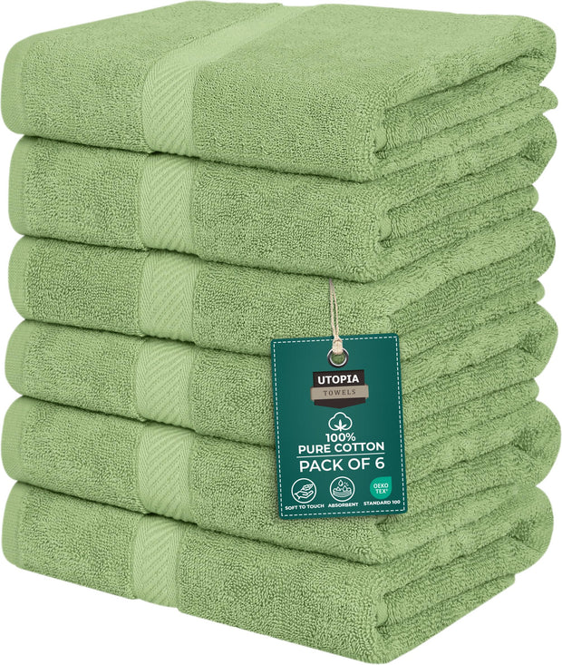 Utopia Towels 6 Pack Small Bath Towel Set, 22 by 44 Inches, 500 GSM 100% Ring Spun Cotton, Lightweight and Highly Absorbent Quick Drying Premium Towels for Hotel, Spa and Bathroom, White