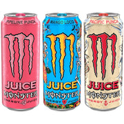 Monster Energy Juice Monster Variety Pack, Pipeline Punch, Mango Loco, Pacific Punch, Energy+Juice, Energy Drink, 16 Ounce (Pack of 15)
