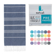WETCAT Turkish Beach Towel Oversized (38"x71") 100% Turkish Cotton, Made in Turkey - Sand Free, Extra Large, Ultra Soft, Quick Drying, Compact & Lightweight for Travel - Blue