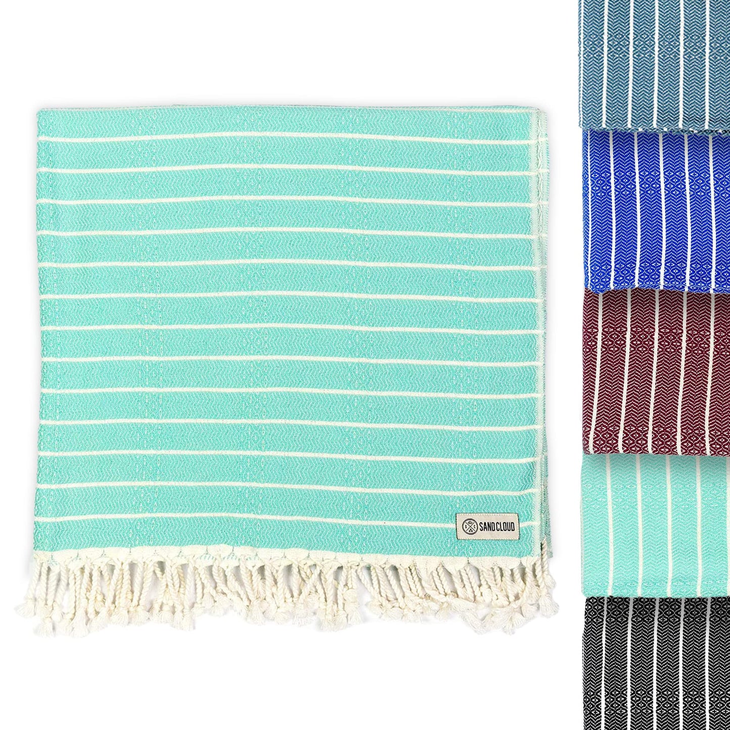 Sand Cloud Turkish Beach Towel - Sand Proof - 100% Certified Organic Turkish Towel - Quick Dry Towel for Beach, Picnic, Blanket or Bath Towel - As Seen on Shark Tank - Gocek (Black)