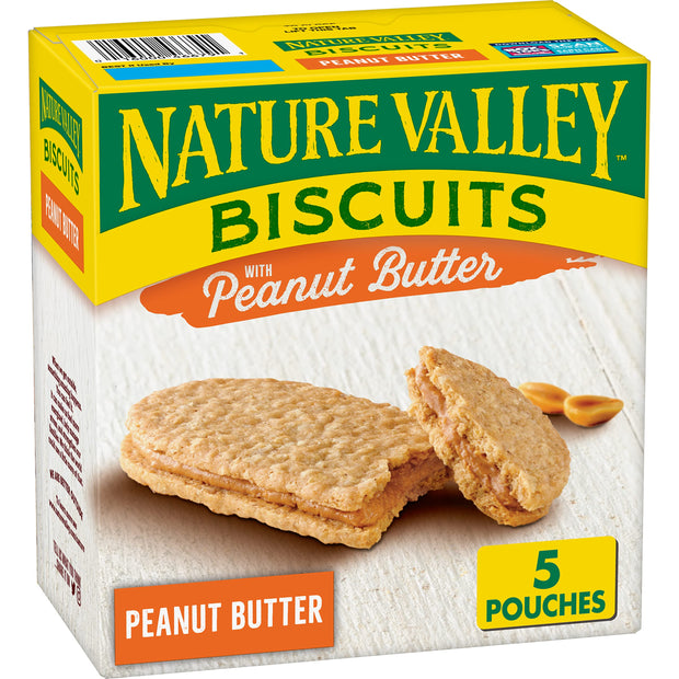 Nature Valley Biscuit Sandwiches, Peanut Butter, Snack Bars, 10 Bars, 13.5 oz