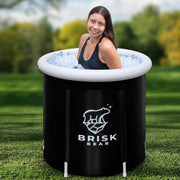 XL Oval Ice Bath Tub for Athletes with Cover by Brisk Bear - Extra Large Cold Plunge Tub for Recovery - Ice Bath Plunge Pool with Digital Timer - Cold Plunge to Soothe Muscles - Black Ice Tub