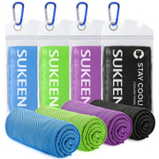 Sukeen 4 Pack Cooling Towel (40"x12"), Soft Breathable Chilly Microfiber Towel for Yoga, Sport, Running, Gym, Workout & More Activities