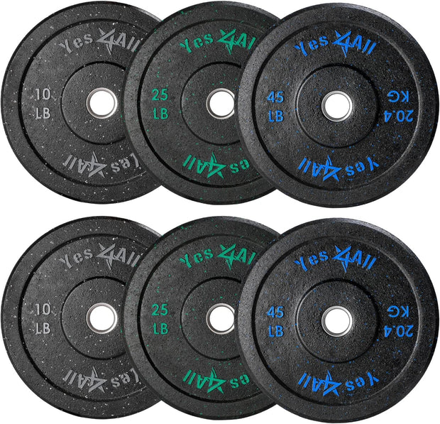 Yes4All 2" Bumper Plate, 10-190 LB Olympic Rubber Weight Plate with Steel Hub for WeightLifting, Strength Training, Home Gym, Less Impact, Absorb Bounce & Shock, Multiple Options