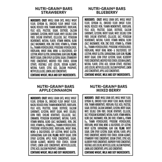 Nutri-Grain Soft Baked Breakfast Bars, Kids Snacks, Whole Grain, Variety Pack (4 Boxes, 32 Bars)