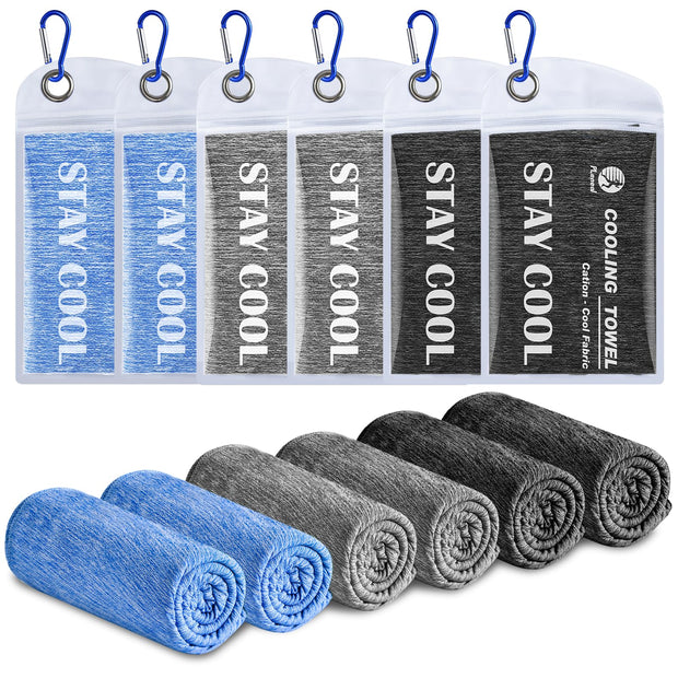 Pleneal Cooling Towels - 6 Pack Cooling Towel (40"x12"), Ice Gym Towels for Working Out, Microfiber Cool Towel for Neck and Face, Yoga Towel for Home Gym, Workout & More Activities