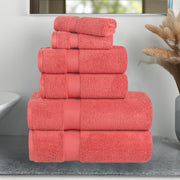 Superior Zero Twist 100% Cotton Bathroom Towels, Super Soft, Fluffy, and Absorbent, Premium Quality 6 Piece Towel Set with 2 Washcloths, 2 Hand Towels, and 2 Bath Towels, Coral