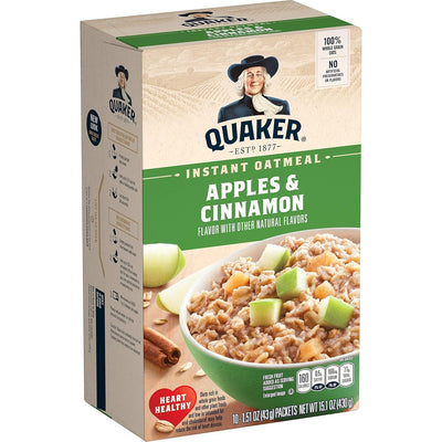 Quaker Instant Oatmeal, Apples & Cinnamon, Breakfast Cereal, 10 Packets