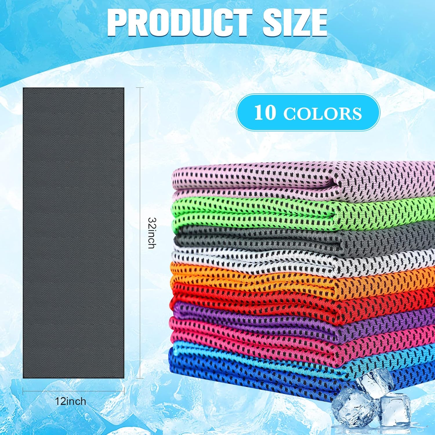 Maitys 500 Pack Cooling Towels for Neck and Face Bulk, 32 x 12 Inch Microfiber Ice Chilly Cold Sports Towel Breathable Workout Rags for Hot Weather Gym Yoga Golf Beach Running