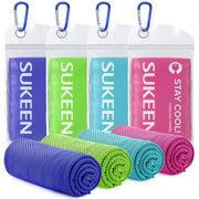 Sukeen 4 Pack Cooling Towel (40"x12"), Soft Breathable Chilly Microfiber Towel for Yoga, Sport, Running, Gym, Workout & More Activities
