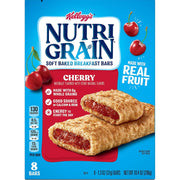 Kellogg's Nutri-Grain, Soft Baked Breakfast Bars, Cherry, Made with Whole Grain, 10.4 oz (8 Count)
