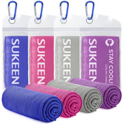 Sukeen 4 Pack Cooling Towel (40"x12"), Soft Breathable Chilly Microfiber Towel for Yoga, Sport, Running, Gym, Workout & More Activities