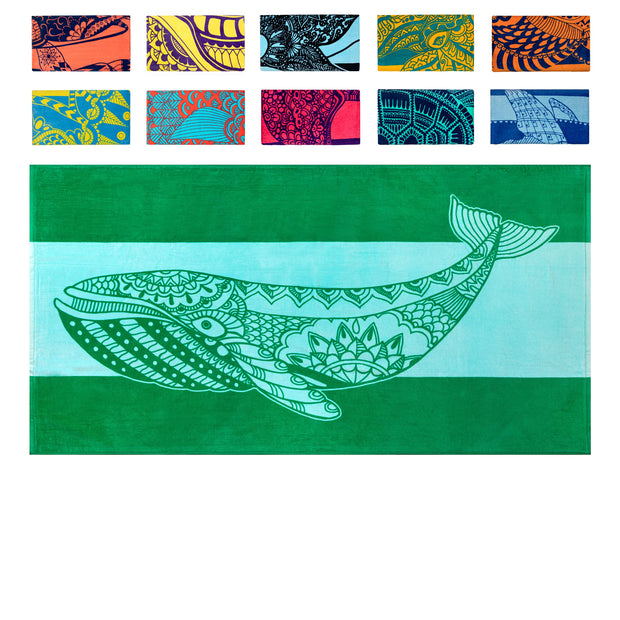 Nova Blue Turtle Beach Towel – Tropical Blue Colors with A Unique Design, Extra Large, XL (34”x 63”) Made from 100% Cotton for Kids & Adults