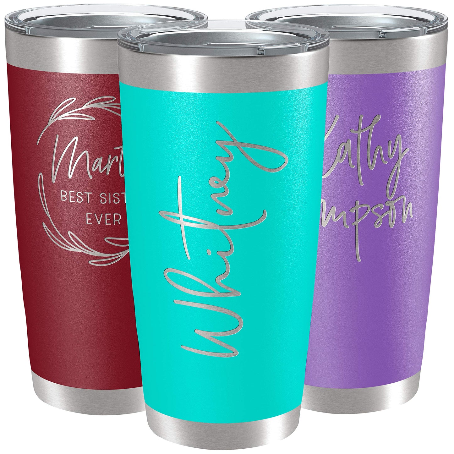 Personalized Tumblers, Stainless Steel 20 oz Tumbler w/Lid | 13 Designs | Personalized Cups Double Walled Insulated Coffee Cup for, Gym, Fitness | Hot and Cold Drink Use - Black