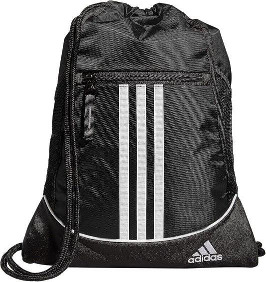 adidas Alliance Sackpack, Drawstring Backpack, Lightweight Small Gym Bag for Women and Men, Black, One Size