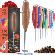Powerful Handheld Milk Frother, Mini Milk Frother Wand, Battery Operated Stainless Steel Drink Mixer - Frother Stand for Milk Coffee, Lattes, Cappuccino, Frappe, Matcha, Hot Chocolate. Gift