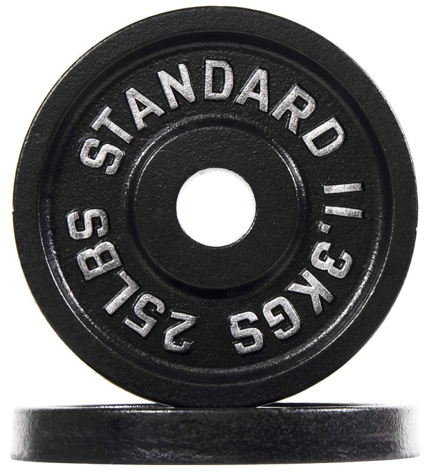 Olympic Cast Iron Plate for Strength Training and Weightlifting, Pairs, Sets or Set with Barbell, Multiple Sizes