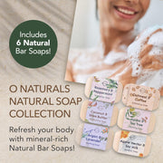 O NATURALS 100% Natural Bar Soap - Gift Set for Women - Organic Ingredients & Essential Oils - Spa Gifts for Women & Men, Body Wash Soap Bar - 6PC Natural Collection