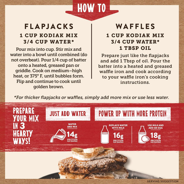 Kodiak Cakes Protein Pancake Power Cakes, Flapjack and Waffle Mix, Cinnamon Oat, 20 Ounce (Pack of 6) (10705599012683)