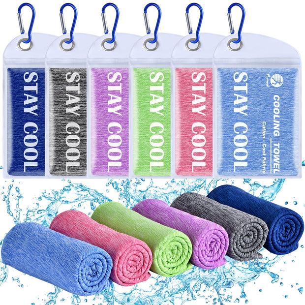 Pleneal Cooling Towels - 6 Pack Cooling Towel (40"x12"), Ice Gym Towels for Working Out, Microfiber Cool Towel for Neck and Face, Yoga Towel for Home Gym, Workout & More Activities