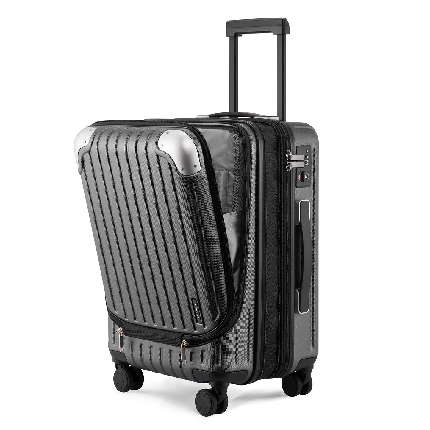 LEVEL8 Grace Carry On Luggage, 20 Inch Hardside Suitcase, Abs+Pc Harshell Spinner Luggage with Tsa Lock, Spinner Wheels, Grey, 20-Inch Carry-On
