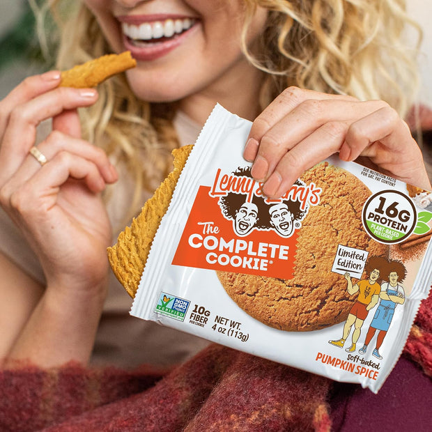 Lenny & Larry's The Complete Cookie, Pumpkin Spice, Soft Baked, 16g Plant Protein, Vegan, Non-GMO 4 Ounce Cookie (Pack of 12)