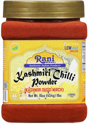 Rani Kashmiri Chilli Powder (Deggi Mirch, Low Heat) Ground Indian Spice 16oz (1lb) 454g PET Jar ~ All Natural | Salt-Free | Vegan | Kosher | Gluten Friendly