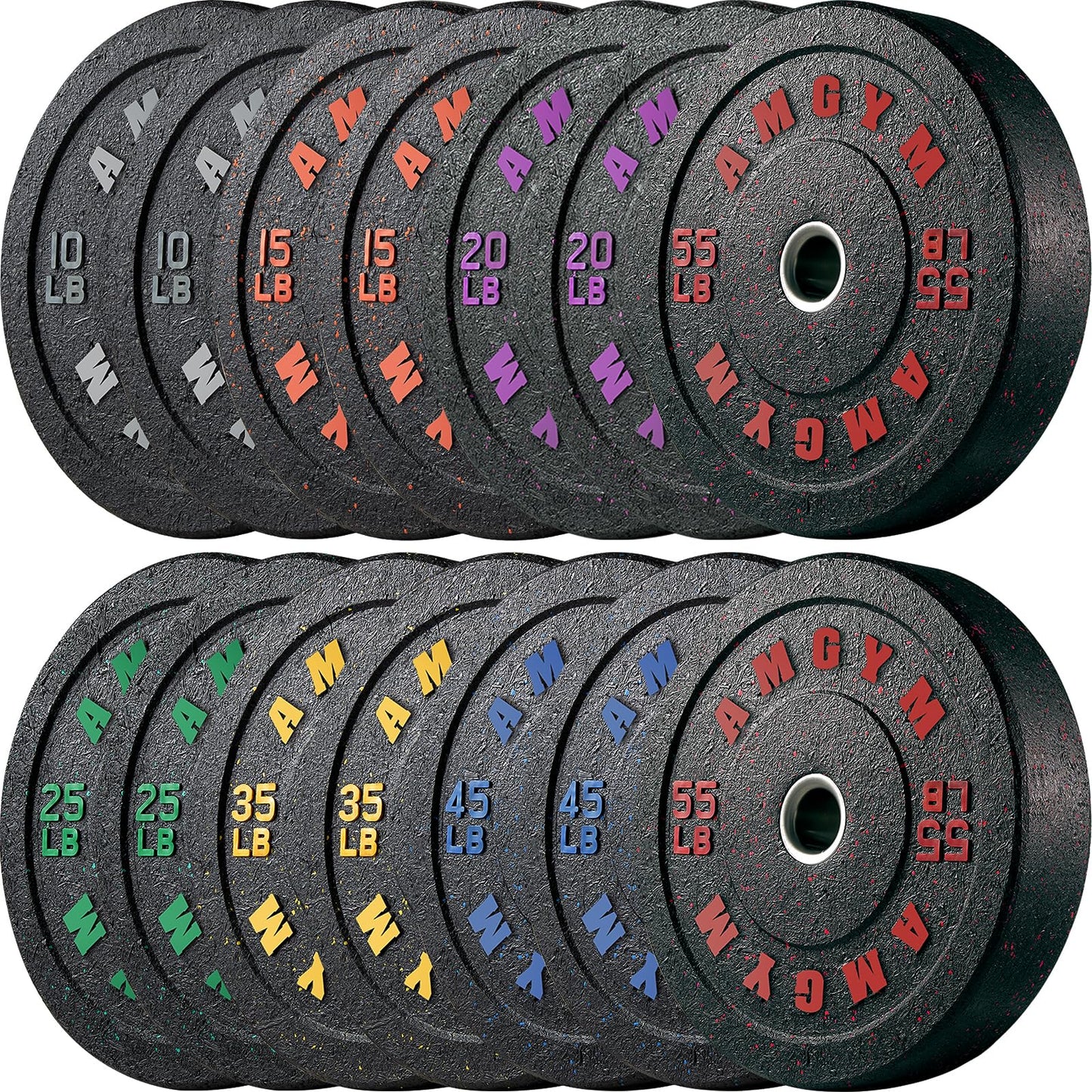 2 Inch Bumper Plates，10-500lbs，Barbell Rubber Olympic Weight Plates Set for Home Gym, Strength Training & Weight Lifting, Multiple Options Colors