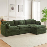 Modular Sectional Sofa, 112.2 Inch L Shaped Couch Set with Armrests, 3-Seater Comfy Cloud Couches with Movable Ottoman for Living Room Apartment, Coffee with 1 Ottoman