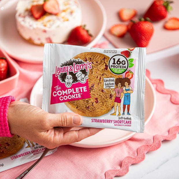Lenny & Larry's The Complete Cookie, Strawberry Shortcake Limited Edition, Soft Baked, 16g Plant Protein, Vegan, Non-GMO, 4 Ounce (Pack of 12)