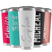 Personalized Tumblers, Stainless Steel 20 oz Tumbler w/Lid | 13 Designs | Personalized Cups Double Walled Insulated Coffee Cup for, Gym, Fitness | Hot and Cold Drink Use - Black