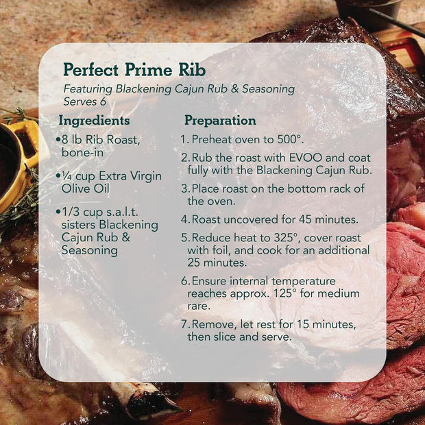 s.a.l.t. sisters Blackening Cajun Rub & Seasoning | All-Natural, Gluten Free, MSG Free, Non-GMO | Dry & Wet Rub Seasoning Base | Versatile Use for Chicken Wings, Brisket, Pulled Pork, and More | 1lb