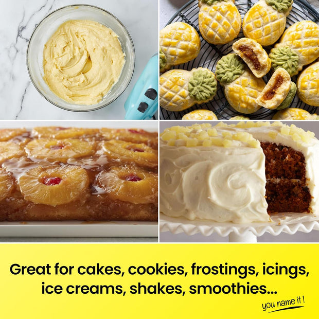 LorAnn Pineapple Bakery Emulsion, 4 oz - Intense Pineapple Flavor Extract for Baking, Cookies, Frosting, Ice Cream, Pineapple Pie, Smoothies and Beverage - Gluten Free, Vegan, Sugar Free, Nut Free