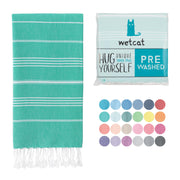 WETCAT Turkish Beach Towel Oversized (38"x71") 100% Turkish Cotton, Made in Turkey - Sand Free, Extra Large, Ultra Soft, Quick Drying, Compact & Lightweight for Travel - Blue