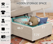 Reversible Sectional Sofa Couch, Sleeper Sofa Bed with Storage Chaise Pull Out Couch for Living Room | Hidden Stroge | Pull Out Bed | Removable Backrest | Linen Fabric, Beige