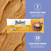 NuSkool Snacks Chocolate Peanut Butter Keto Friendly Protein Krunch Bars (12 Pack) - 7g Fiber, 10g Clean Plant-Based Protein, 3g Net Carbs - Gluten-Free, Non-GMO, Vegan, Low Carb Keto Healthy Breakfast Snack