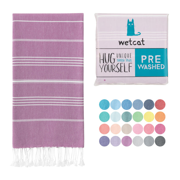 WETCAT Turkish Beach Towel Oversized (38"x71") 100% Turkish Cotton, Made in Turkey - Sand Free, Extra Large, Ultra Soft, Quick Drying, Compact & Lightweight for Travel - Blue
