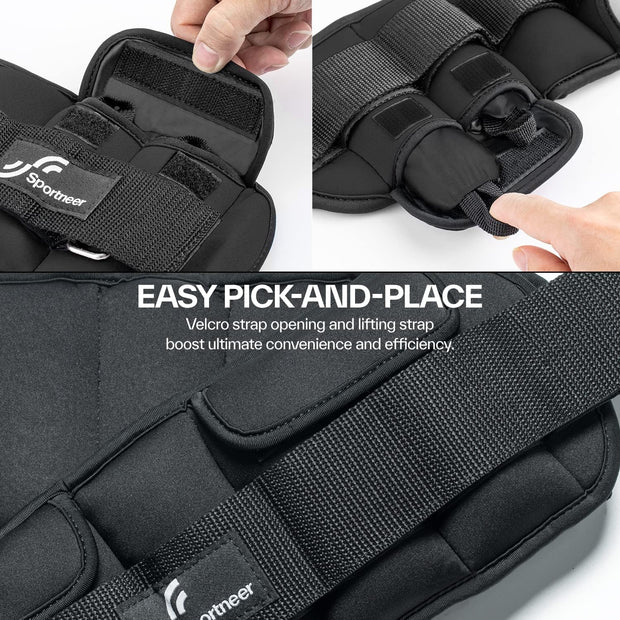 Sportneer Upgrade Adjustable Ankle and Wrist Weights for Women and Men 1-7 lbs / 1-10 lbs Set | Comfortable, Secure Fit for Walking, Running, Fitness, Physical Therapy, Home Gym