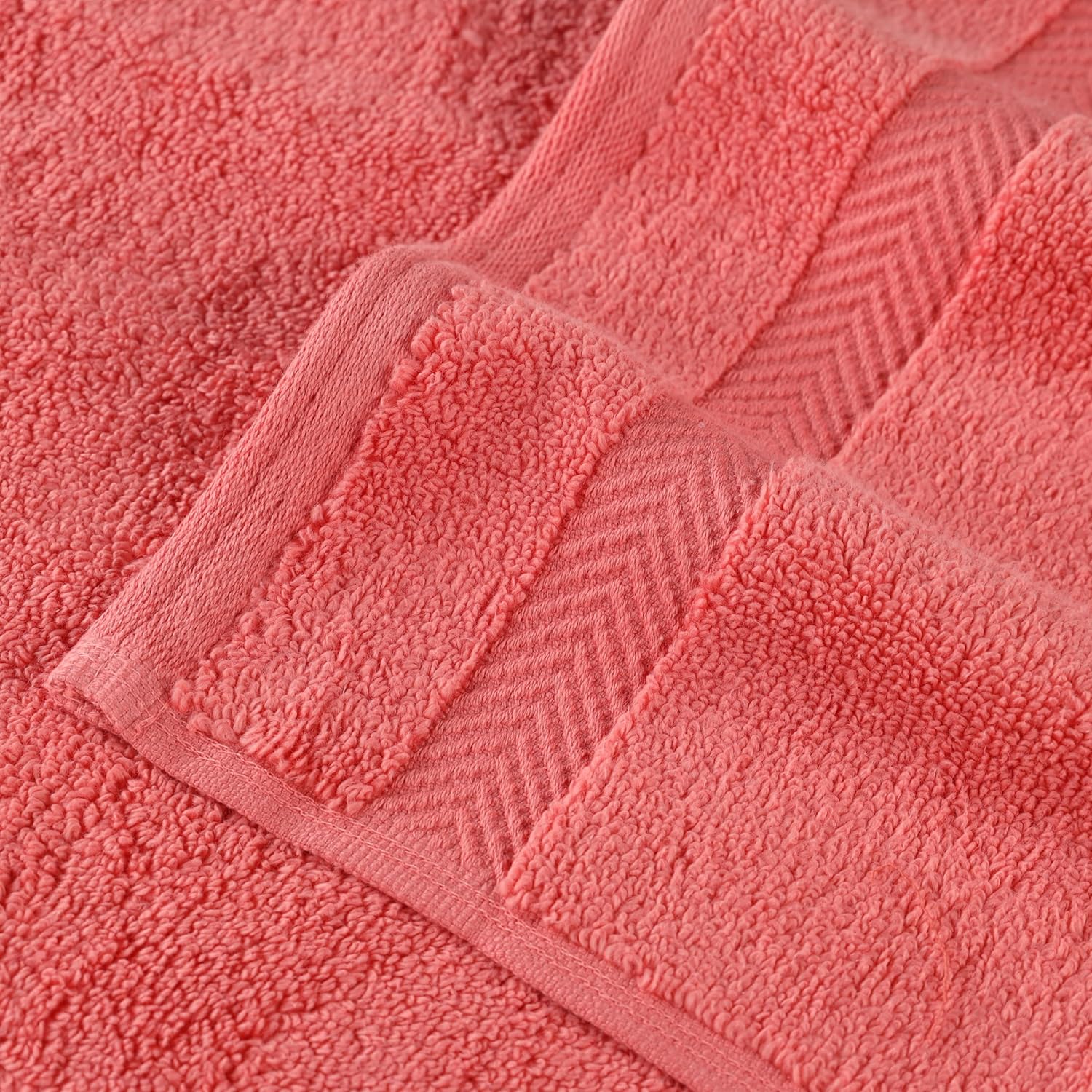 Superior Zero Twist 100% Cotton Bathroom Towels, Super Soft, Fluffy, and Absorbent, Premium Quality 6 Piece Towel Set with 2 Washcloths, 2 Hand Towels, and 2 Bath Towels, Coral