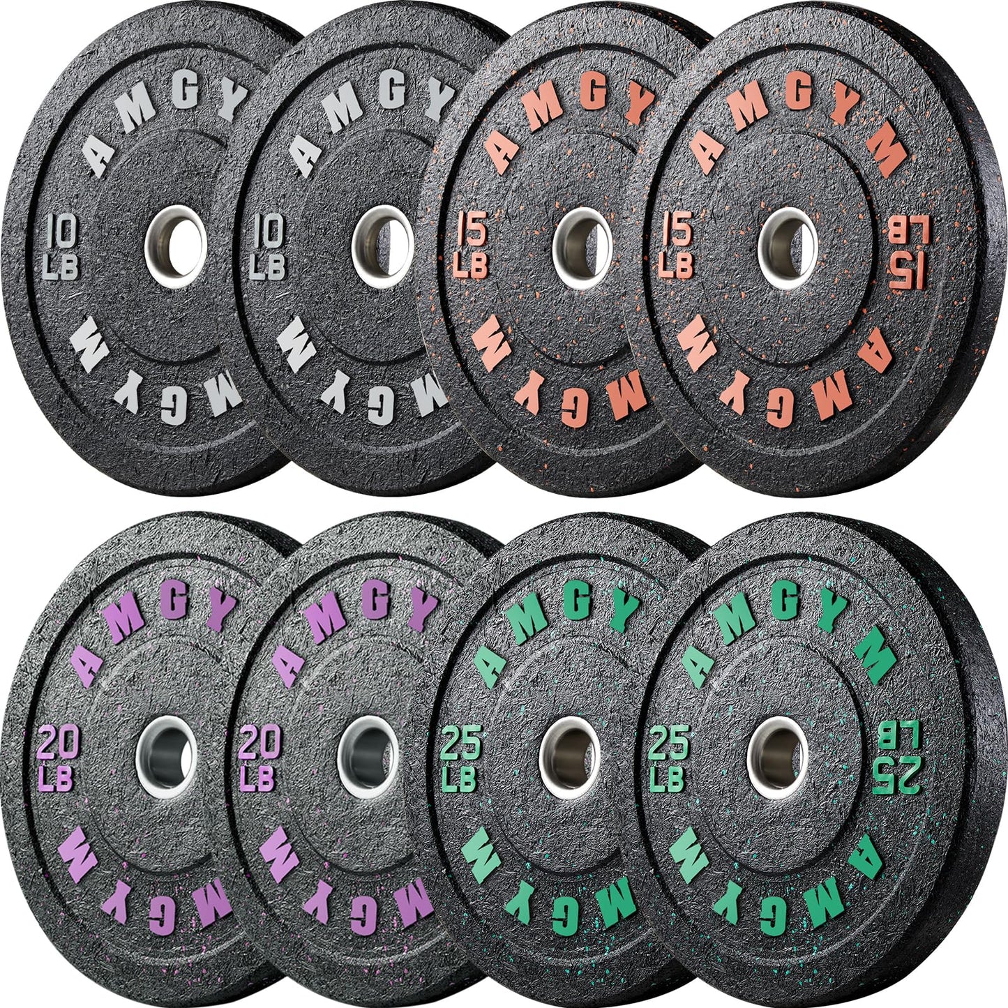 2 Inch Bumper Plates，10-500lbs，Barbell Rubber Olympic Weight Plates Set for Home Gym, Strength Training & Weight Lifting, Multiple Options Colors
