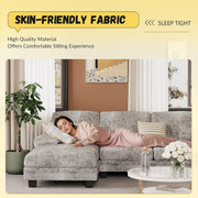 JUMMICO Sectional Couches for Living Room, U Shaped Couch with Chenille Fabric, 4 Seat Modern Sofa with Removable Pillows for Apartment and Small Space (Fabric, Grey)