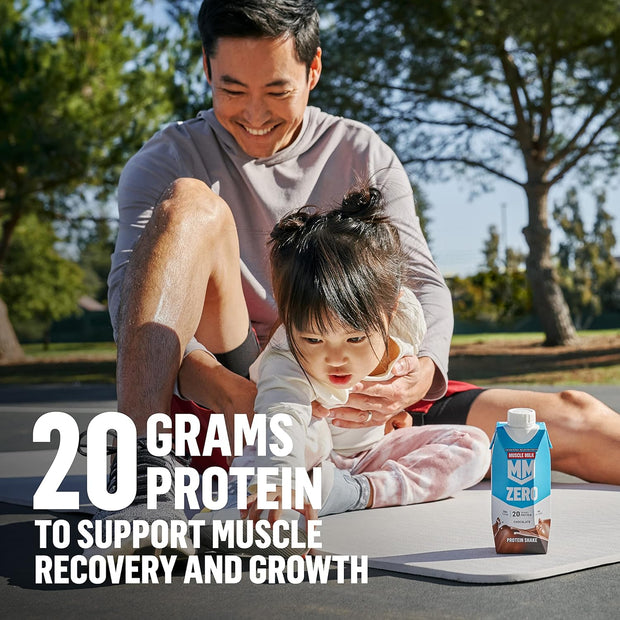 Muscle Milk Zero Protein Shake, Vanilla Crème, 20g Protein, Zero Sugar, 100 Calories, Calcium, Vitamins A, C & D, 4g Fiber, Energizing Snack, Workout Recovery, Packaging May Vary 11.16 Fl Oz (Pack of 12)