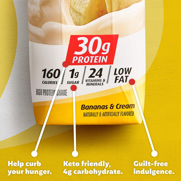 Premier Protein, 30g Shakes Bananas and Cream, 44 Fl Oz, Pack of 4