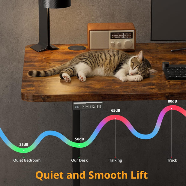 Simple Deluxe Electric Standing Desk, Standing Desk Adjustable Height, 24x40 Inches Sit Stand up Desk, Ergonomic Rising Computer Table with Memory Preset, Rustic Brown