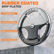 XDDIAS Rubber Weight Plates for Barbell, 2-Inch Olympic Grip Plate for Strength Training, Weightlifting and Bodybuilding in Home & Gym, Solid Cast Iron Weight Plates Pair and Sets