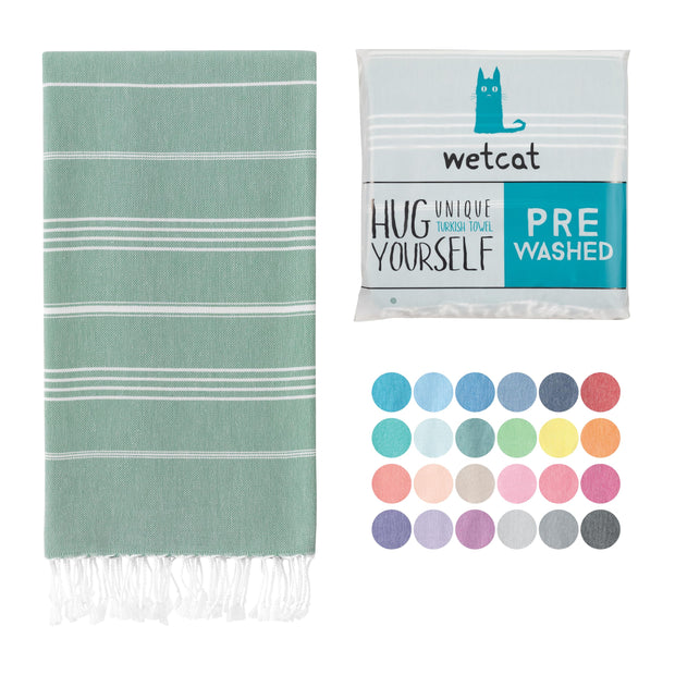 WETCAT Turkish Beach Towel Oversized (38"x71") 100% Turkish Cotton, Made in Turkey - Sand Free, Extra Large, Ultra Soft, Quick Drying, Compact & Lightweight for Travel - Blue