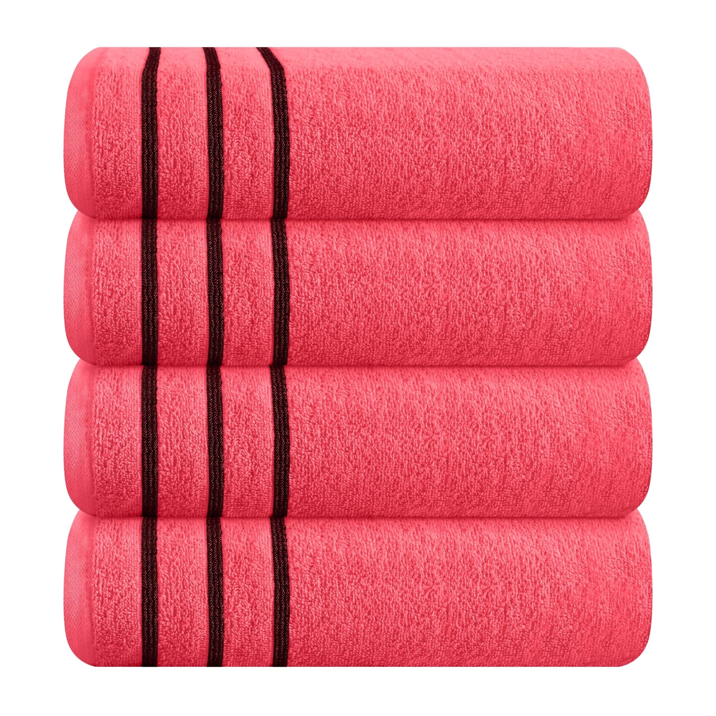 MyOwn Cotton 2 Pack Oversized Bath Towel Set 28x55 inches, Large Bath Towels, Ultra Absorbant Compact Quickdry & Lightweight Towel, Ideal for Gym Travel Camp Pool - Coral Orange, 71617