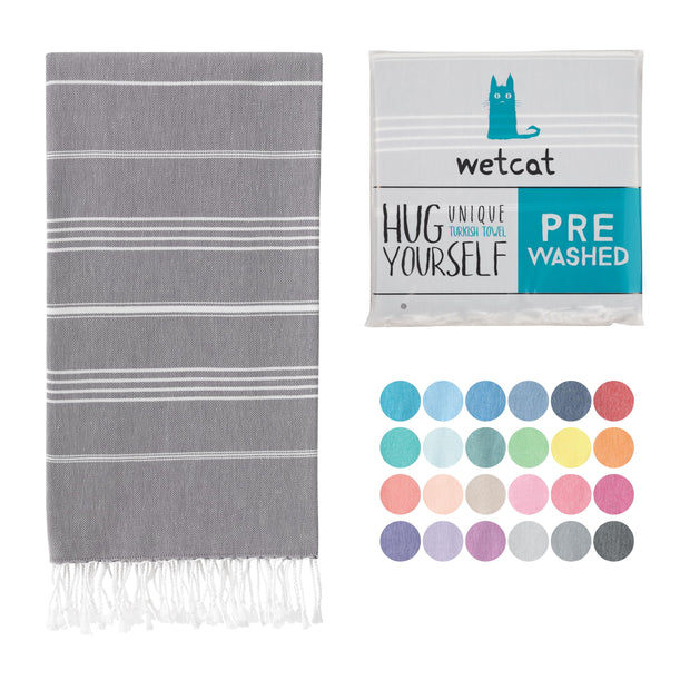 WETCAT Turkish Beach Towel Oversized (38"x71") 100% Turkish Cotton, Made in Turkey - Sand Free, Extra Large, Ultra Soft, Quick Drying, Compact & Lightweight for Travel - Blue
